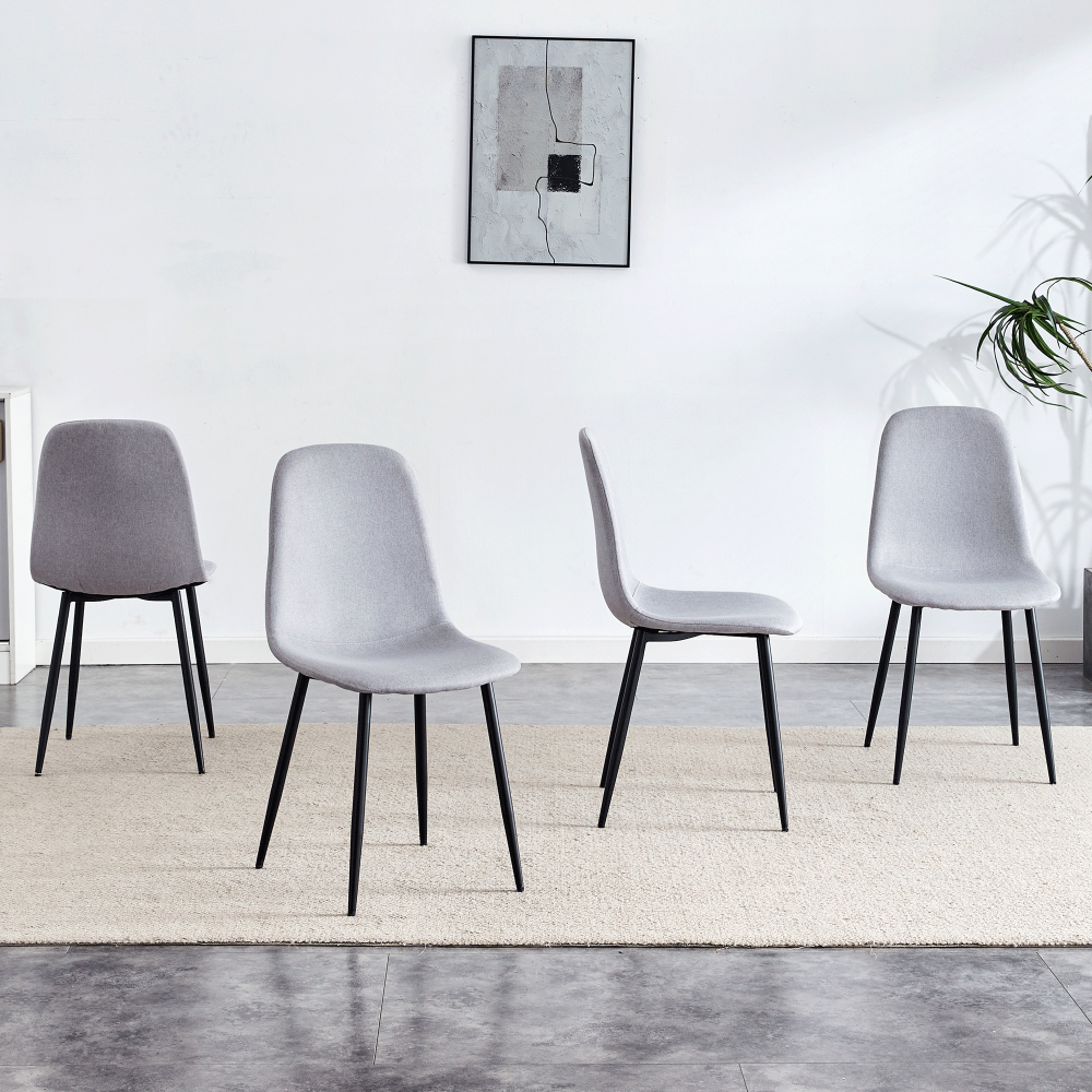 Set of 4 Gray fabric-back and Metal Combined Spoon Chairs - Perfectly matching minimalist and Scandinavian style homes, with product dimensions of 15.5*16.3*34.5 inches.