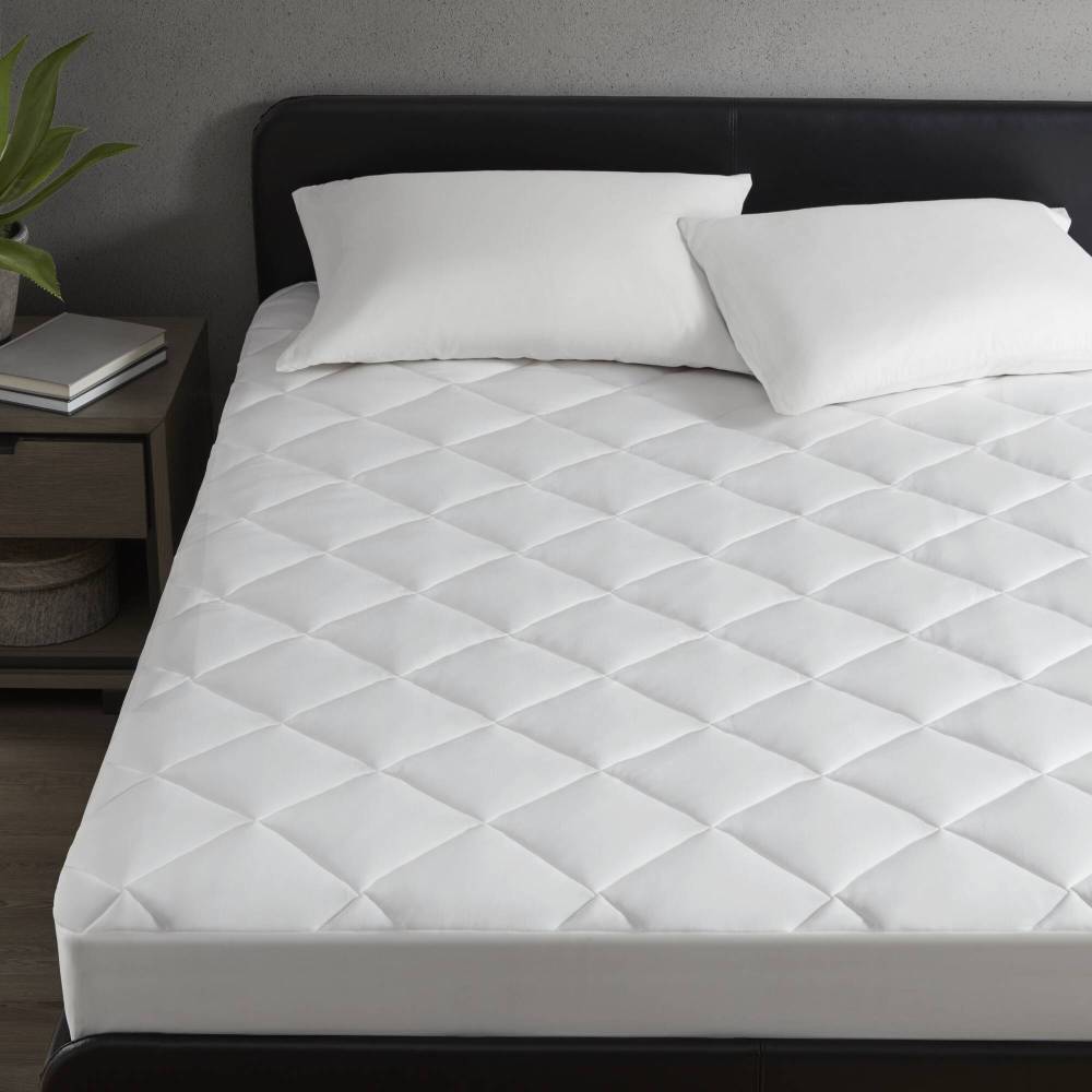 Overfilled Deep Pocket Mattress Pad White Queen