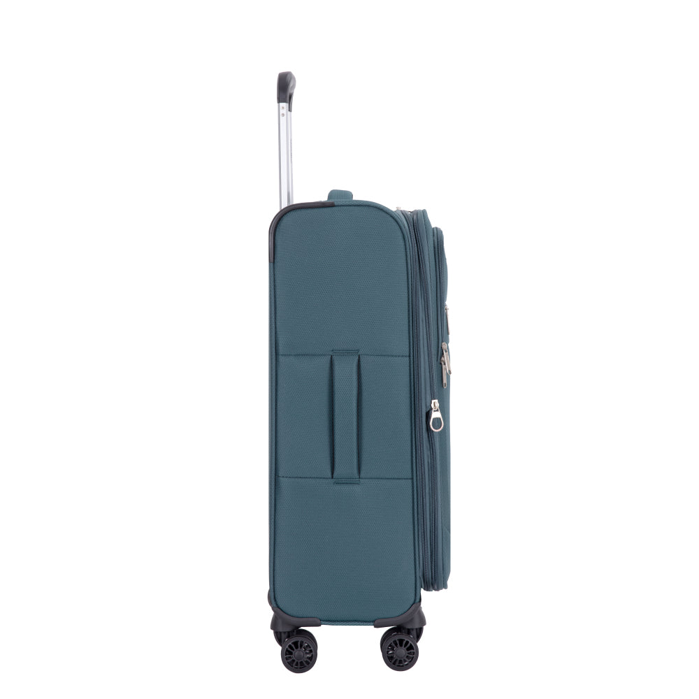 3-Piece Set (18/Travelbag/toiletry bag) ,Softshell Suitcase Spinner Wheels Terylene Polyester Luggage Sets Carry On Suitcase Luggage Lightweight Durable Suitcase Dark Green