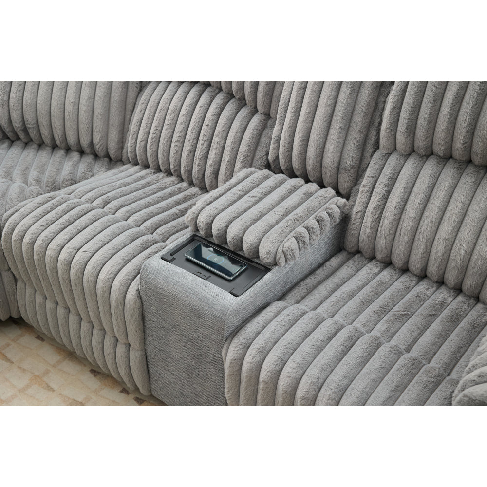 M083 Power Reclining Sectional Sofa Couches with wireless charger,hidden cupholders GREY