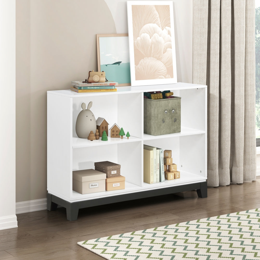White Finish 6-Shelf Bookcase Wooden Furniture 1pc