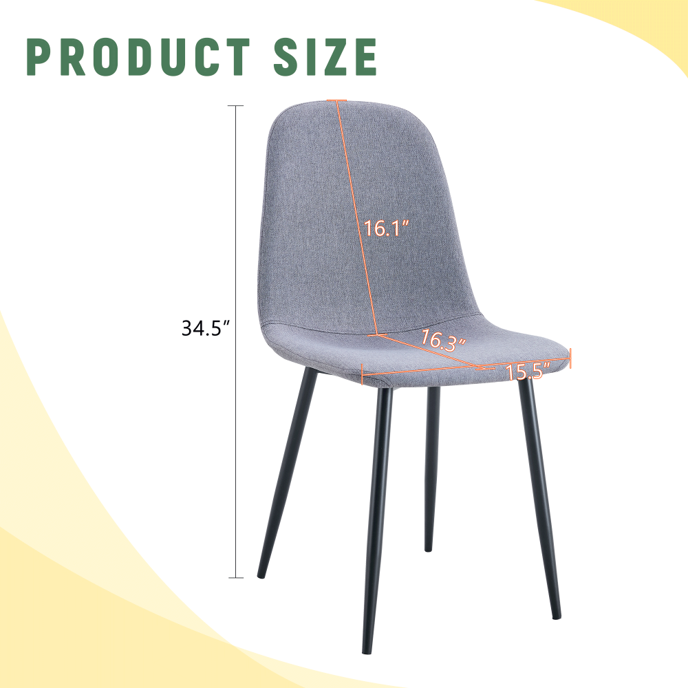 Set of 4 Gray fabric-back and Metal Combined Spoon Chairs - Perfectly matching minimalist and Scandinavian style homes, with product dimensions of 15.5*16.3*34.5 inches.