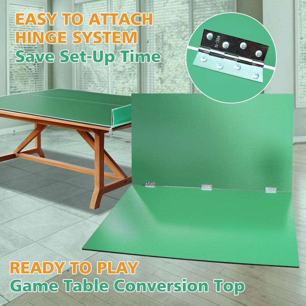 8ft Green Mid-Size Ping Pong Conversion Top Foldable & Portable Table Tennis Table Top for Indoor Games
