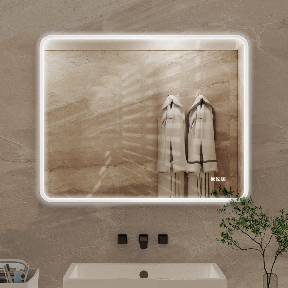 24 X 32 Rectangular Framed Dimmable Anti-Fog LED Wall Bathroom Vanity Mirror Lighted Mirror