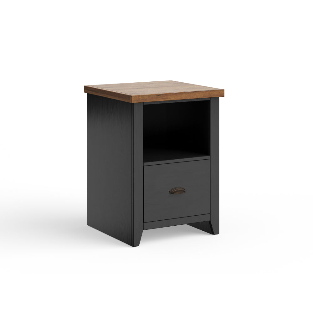 22 inch 1-drawer file, No Assembly Required, Black and Whiskey Finish