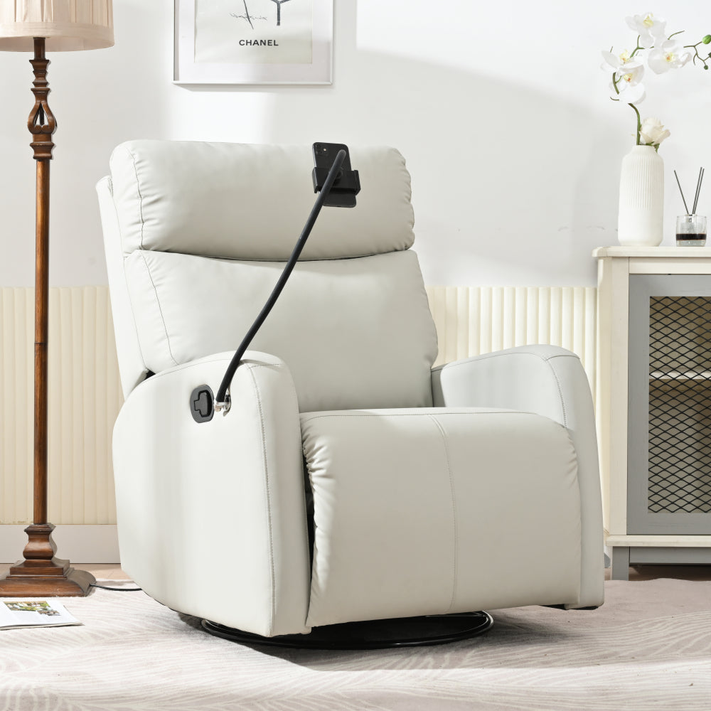 Rocking Recliner Chair,360° Swivel Nursery Rocking Chair,Glider Chair,Modern Small Rocking Swivel Recliner Chair for Bedroom,Living Room Chair Home Theater Seat,Phone Holder(Light Gray+360° Swivel)