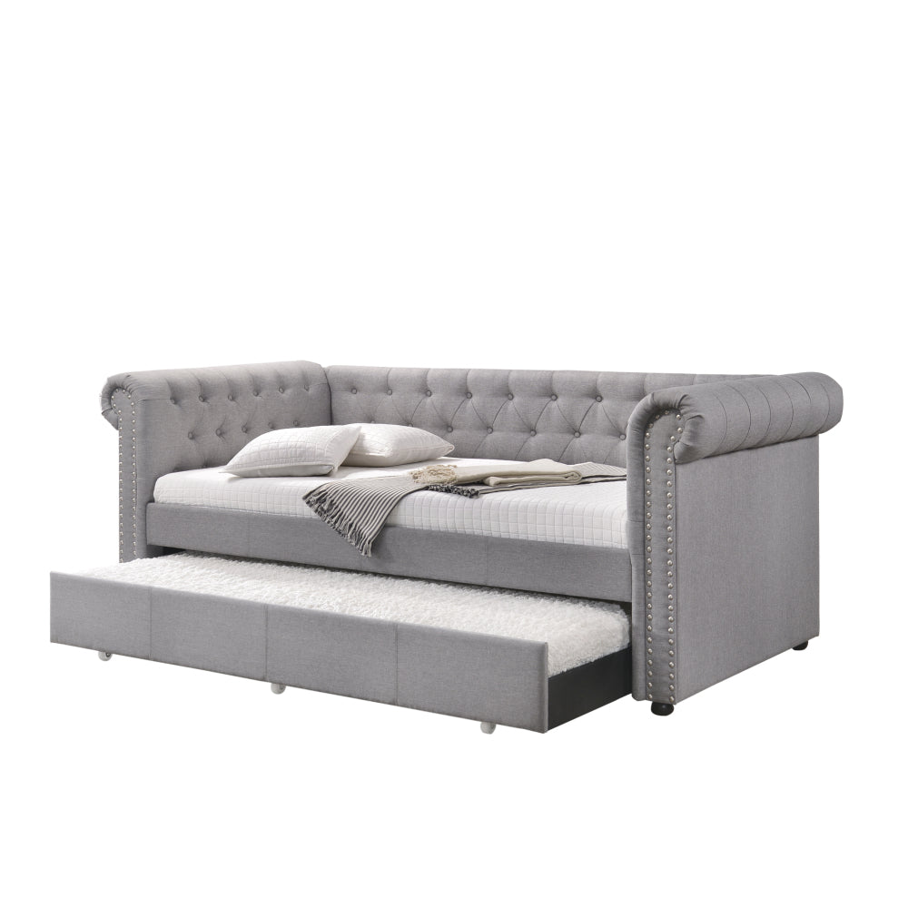 Justice Smoke Gray Fabric Daybed W/Trundle (Twin)