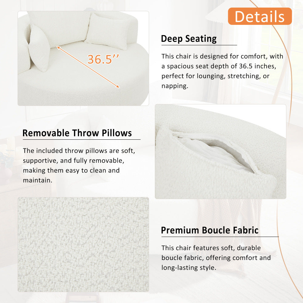 360° Swivel Chair Accent Barrel Chair Swivel Round Sofa Chair with 3 Removable Pillows for Living Room, Bedroom, Office and Hotel,Beige