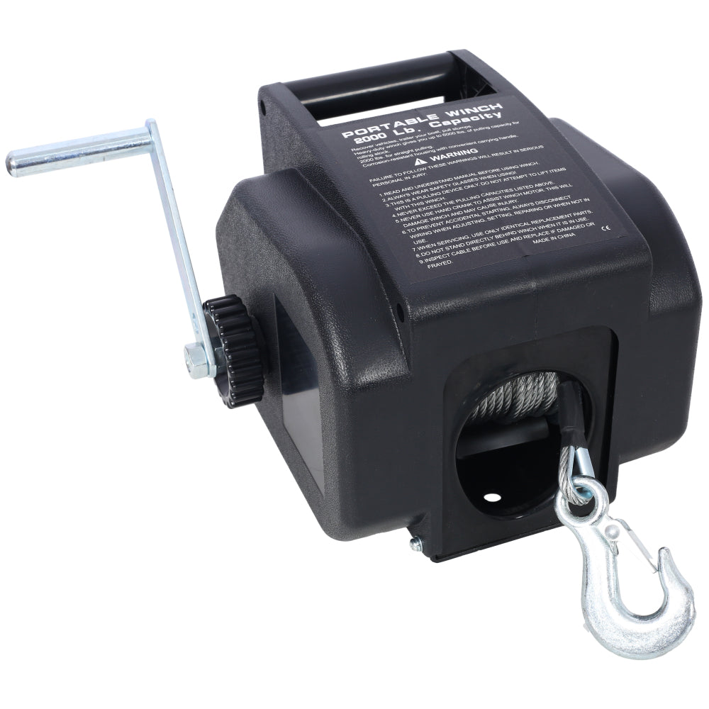 12v 2000lbs Trailer Winch,Reversible Electric Winch, for Boats up to 5000 lbs, Galvanized Wire Rope, Rapid Mount, Handheld Remote,power in and manual out.black plastic casing