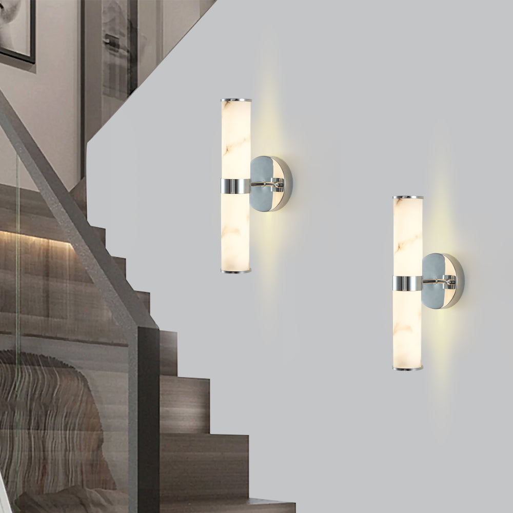 Golden and Elegant Resin Wall Sconce,Set of 2,Modern Vertical Light Fixture for Bathrooms, Hallways, and Bedrooms (Only Inoor)