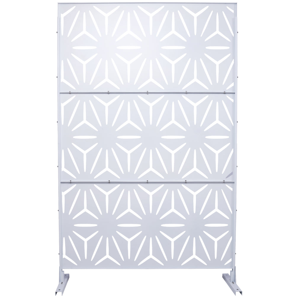 Outdoor & Indoor Privacy Screen Metal Privacy Screen 76" H×48" W, Freestanding Decorative Privacy Screen for Deck Balcony Patio, Privacy Fence Panels for Outside Lawn Garden PS104 WHITE