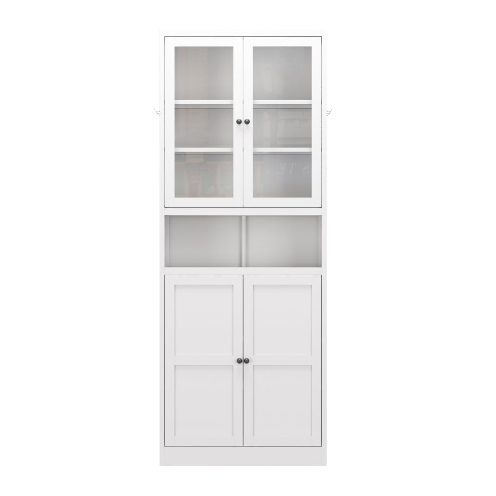 Metal Kitchen Pantry Cabinet - 72" Tall Storage with Adjustable Shelves (White), Heavy Duty Stainless Steel Frame, Freestanding Cabinet for Kitchen/Pantry/Bathroom