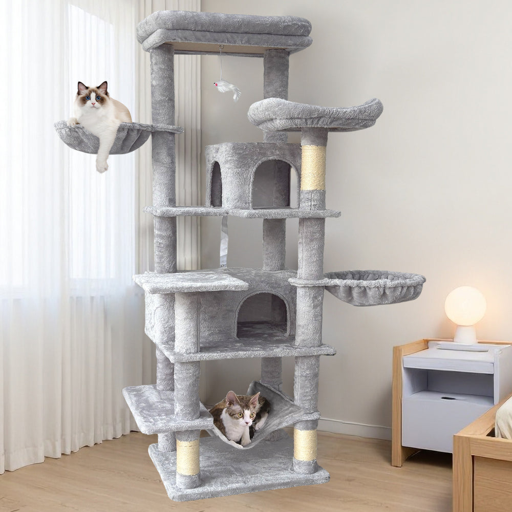 68 Inches Multi-Level Large and Tall Cat Tree gray