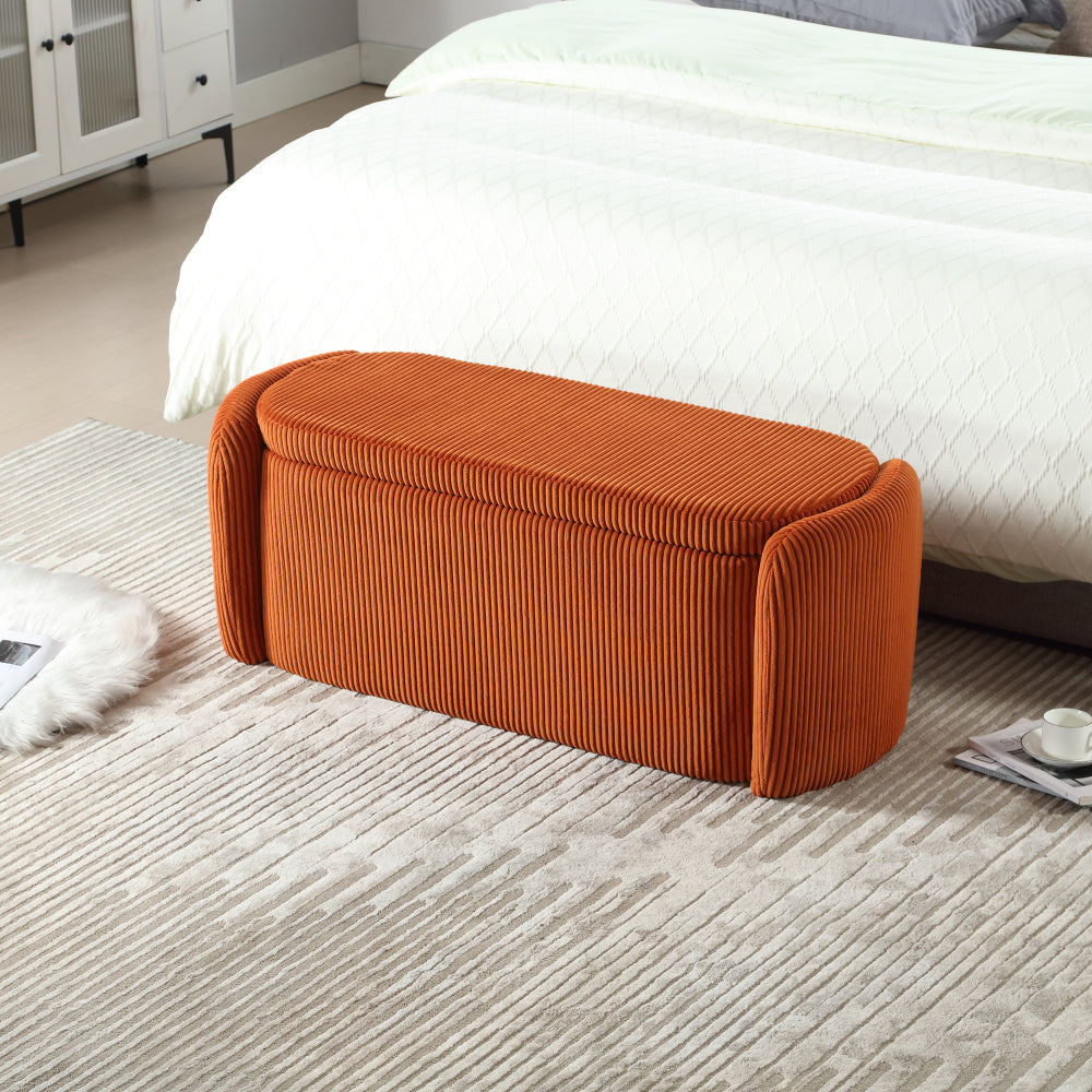 House Hold Storage Ottoman,Bedroom End Bench,Upholstered Fabric Storage Ottoman with Safety Hinge, Entryway Padded Footstool, Ottoman Bench for Living Room & Bedroom (Light Gray)