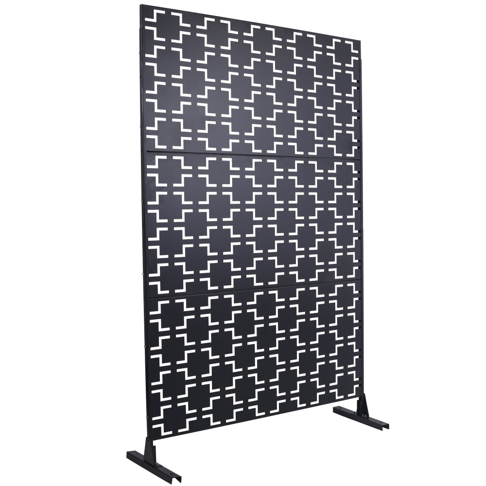 Outdoor & Indoor Privacy Screen Metal Privacy Screen 76" H×48" W, Freestanding Decorative Privacy Screen for Deck Balcony Patio, Privacy Fence Panels for Outside Lawn Garden PS105 BLACK