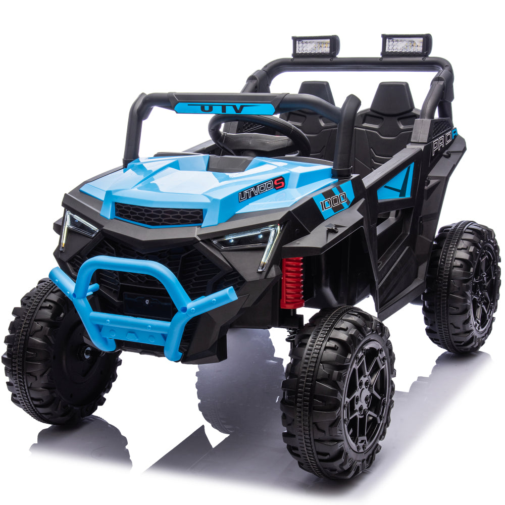 24V 400W Kids Ride On Electric UTV W/Parents Remote Control,Four-Wheel Suspension,LED Lights,Portable Handle,Advanced center panel with USB,MP3,Music,Bluetooth,,Power Display For Kids Aged 3+.