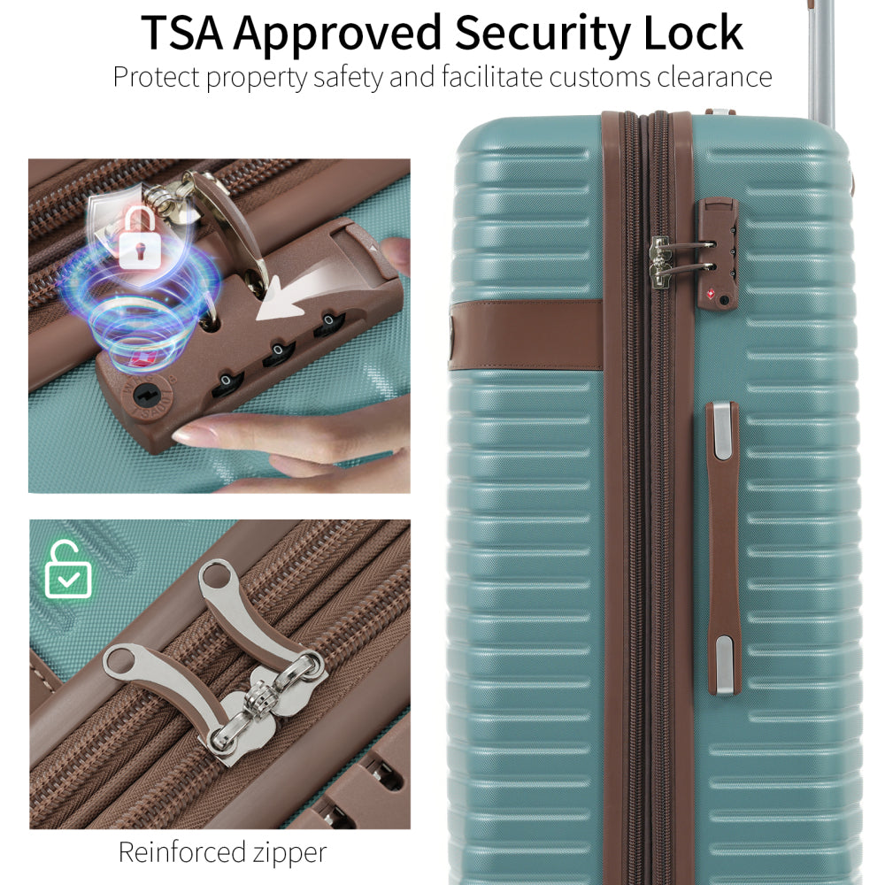 24-Inch Hardshell ABS Luggage, Lightweight Expandable Checked Suitcase with Spinner Wheels, TSA Lock, 2 Packing Cubes (Blue)