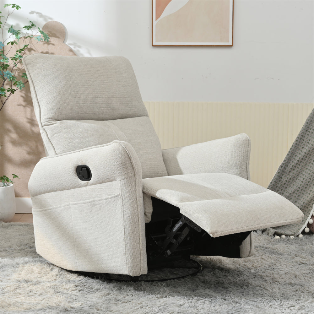 Rocking Recliner Chair,360 ° Swivel Nursery Rocking Chair,Glider Chair,Modern Small Rocking Swivel Recliner Chair for Bedroom,Living Room Chair Home Theater Seat,Side Pocket(Light Gray+360°Swivel)