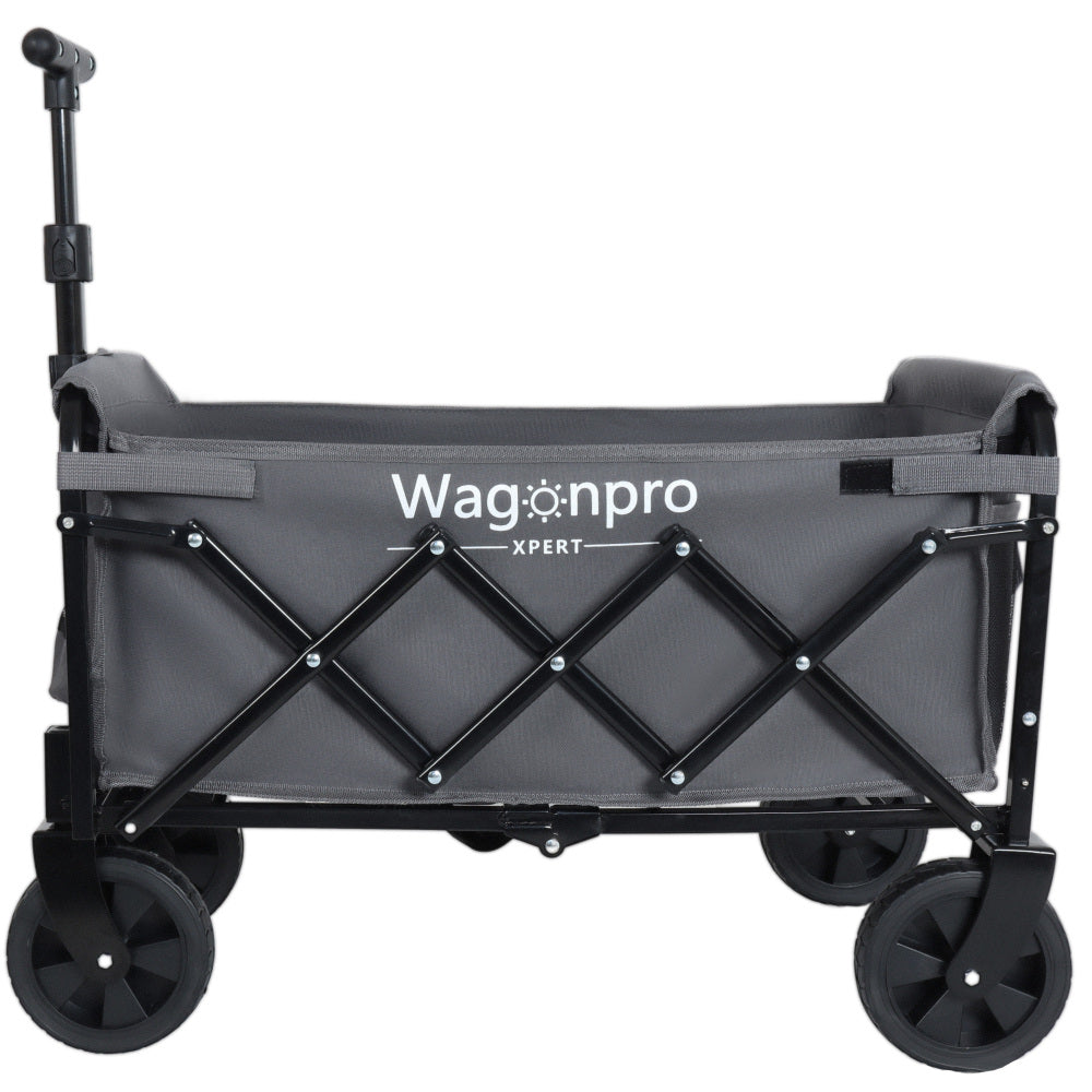Expandable Dual-Layer Utility Wagon with 100% Extra Space - Grocery Cart for Camping, Shopping, Sports, Gardening, Fishing, Gray