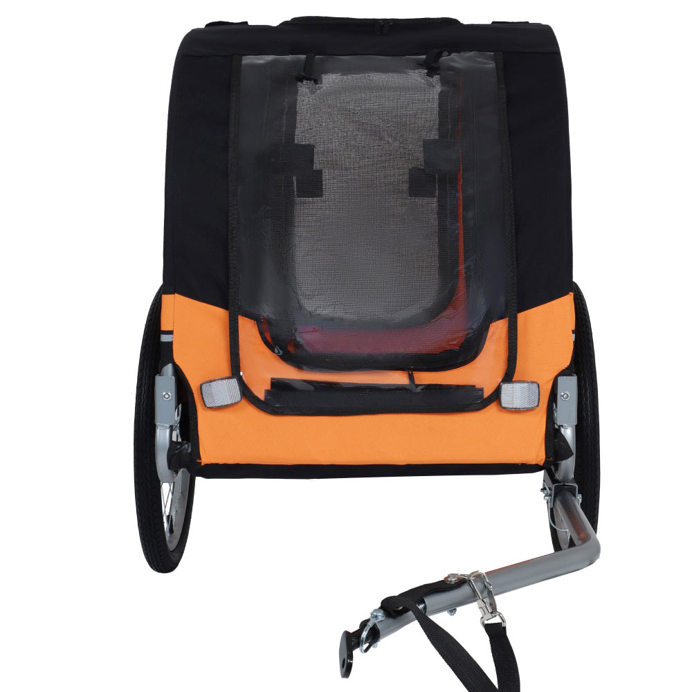 Large Folding Bike Trailer for Dogs – 66LB Capacity All-Terrain Pet Carrier, Durable Steel Frame for Cycling, Jogging, Camping & Outdoor Adventures, Black- Orange