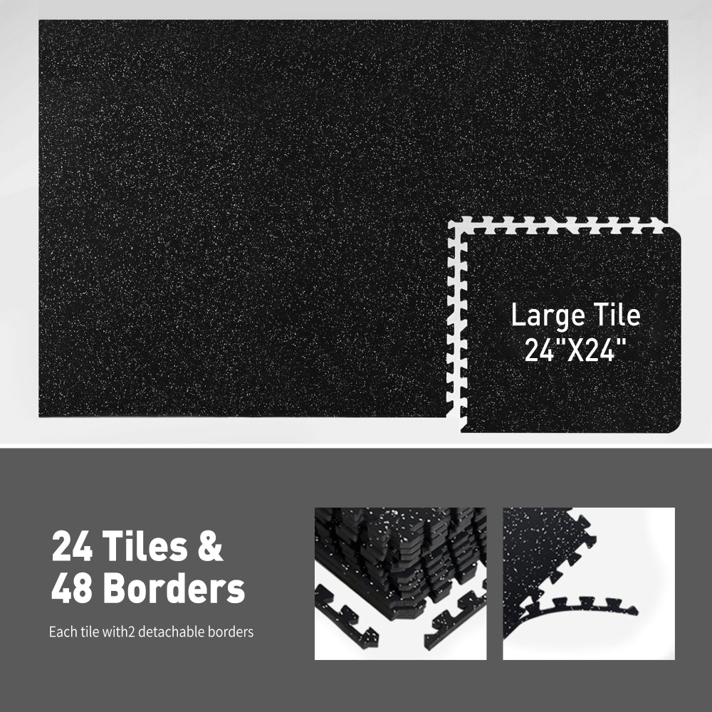 0.56 Inch EVA Foam Puzzle Exercise Mat - 24 Pieces for Home Gym, Shock-Absorbing Noise Reduction, Workout Equipment, Easy Assembly Gym Flooring