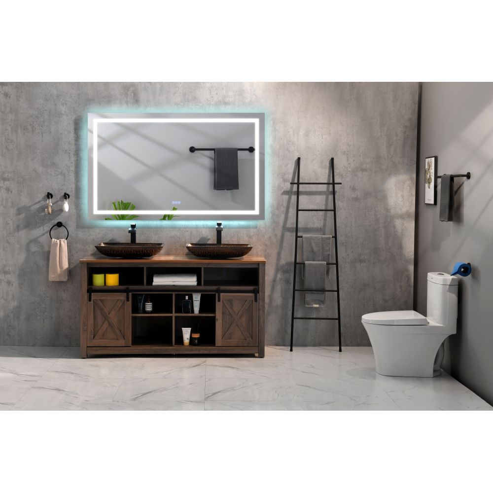 84 x 48 Inch LED Bathroom Mirror with Front and Backlight, Wall Mounted Vanity Mirror, Anti-Fog, Memory, 3 Colors, Stepless Dimmable