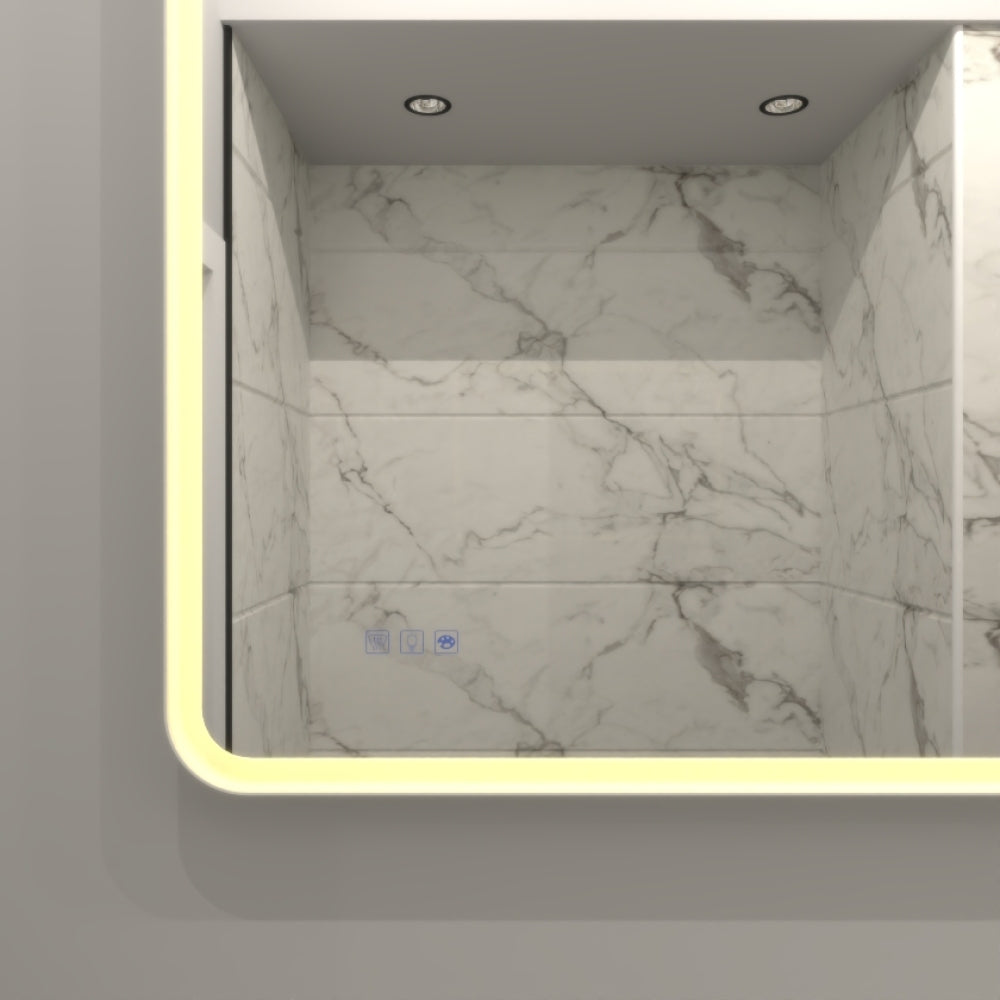 24 X 32 Rectangular Framed Dimmable Anti-Fog LED Wall Bathroom Vanity Mirror Lighted Mirror