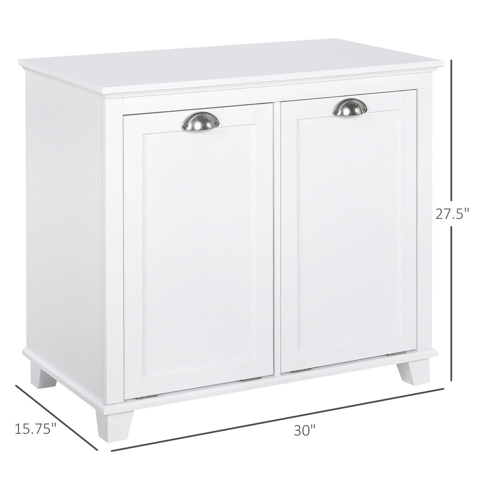 HOMCOM Tilt-Out Laundry Sorter Bathroom Cabinet, White
