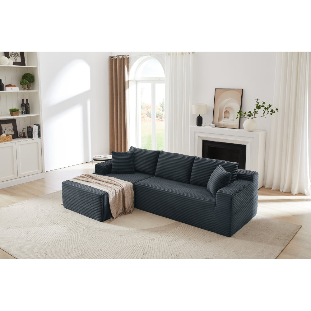 L-Shaped Cloud Sectional Sofa with Deep Seat,No Assembly Required,Modular Couches Sleeper for Living Room,Bedroom,Apartment,Dark Grey
