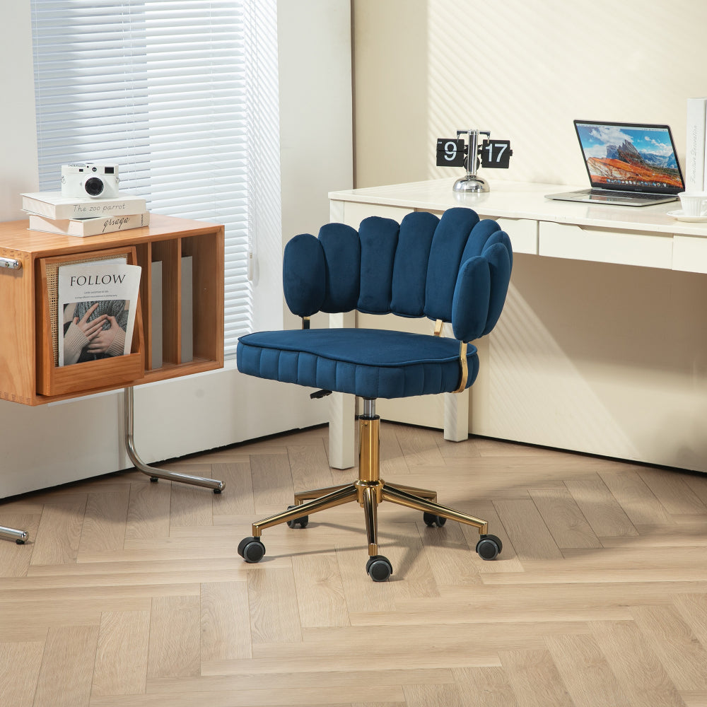 Velvet Home Office Desk Chair, Modern Cute Computer Chair, Wheels Swivel Height Adjustable Swivel Task Chair for Home Office (Emerald Velvet)