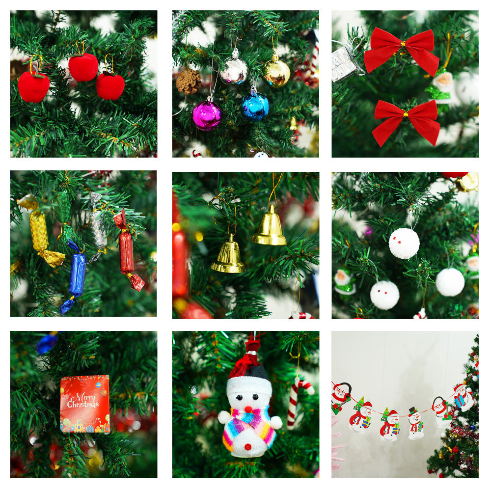 6ft artificial Christmas tree with LED energy-saving lights, including 195 pendant tree skirts and guardrails