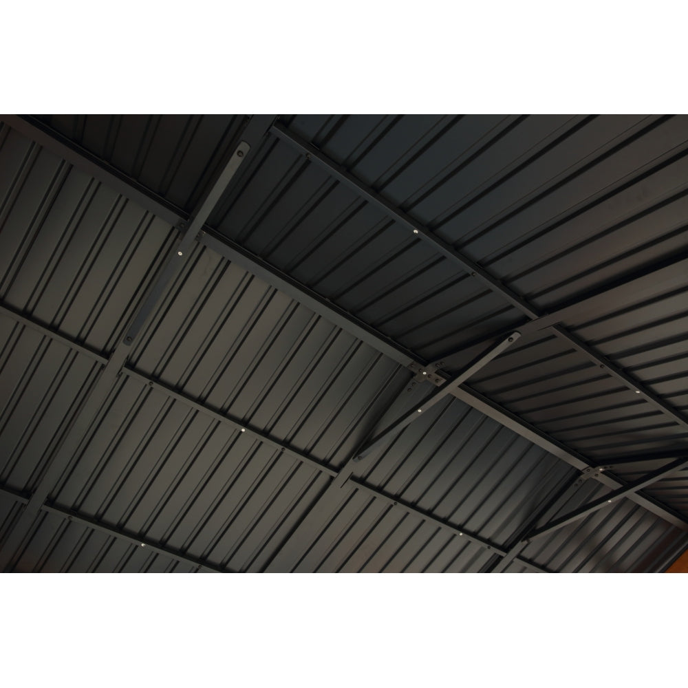 Fir Wood Carport Pavilion Gazebo, Shade, Rain, Hard Top Steel Metal Roof, All Weather Protected, with Galvanized Steel Roof, Wooden Frame