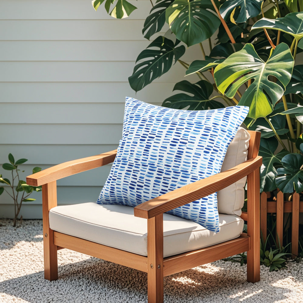 2 Pack Outdoor Throw Pillows, Patio Cushions Simulated Straw Weaving Strip)for Garden, Porch, Poolside Furniture - Soft & Comfortable Decorative Pillow Covers (18x18 Inch,Blue)