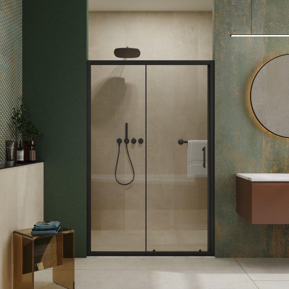 60.in W x 72.in H Single Sliding Shower Door, 1/5 inch Thick Clear Tempered Glass Shower Door with Stainless Steel Handle, Black