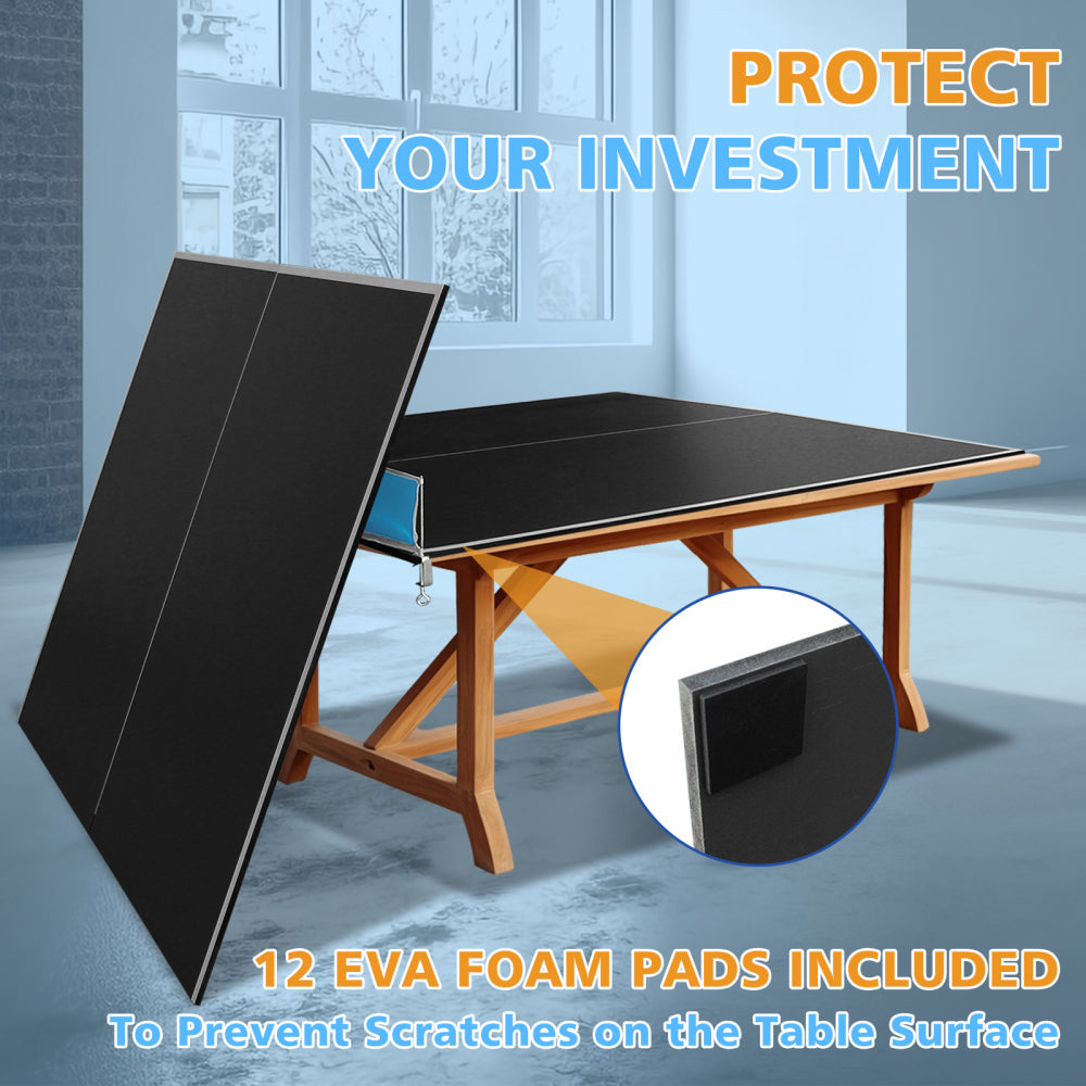 7*4ft Black Mid-Size Ping Pong Conversion Top Foldable & Portable Table Tennis Table Top for Indoor Games