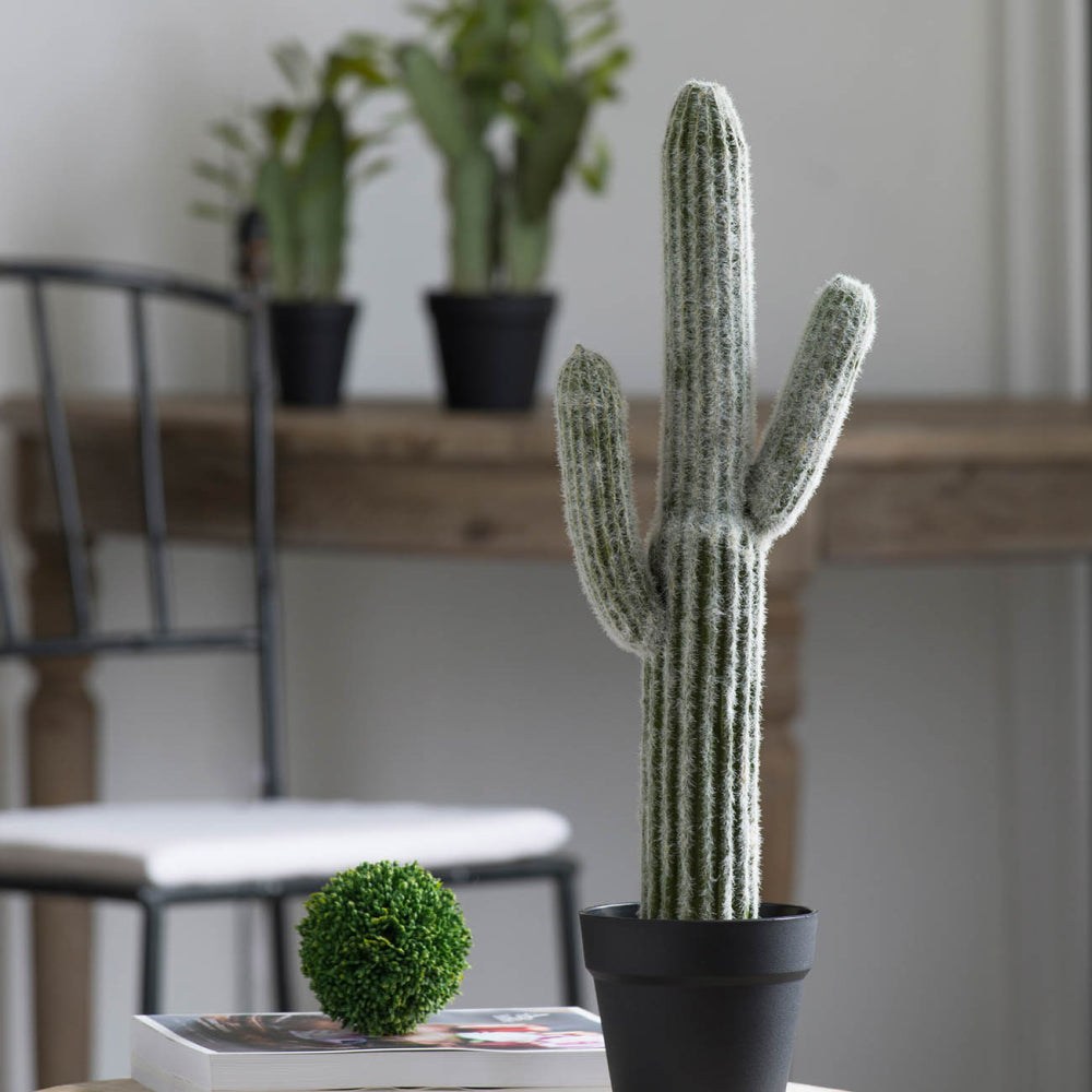 8x5x24.5"H Artificial Saguaro Cactus in Black Pot