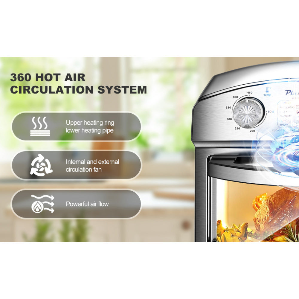 12.5 Quart 7-in-1 Convection Toaster Oven, 1500W, Stainless Steel, with 5 Pre-Set Menus – Roast, Bake, Grill, Broil, Toast, Dehydrate & Defrost, Silver