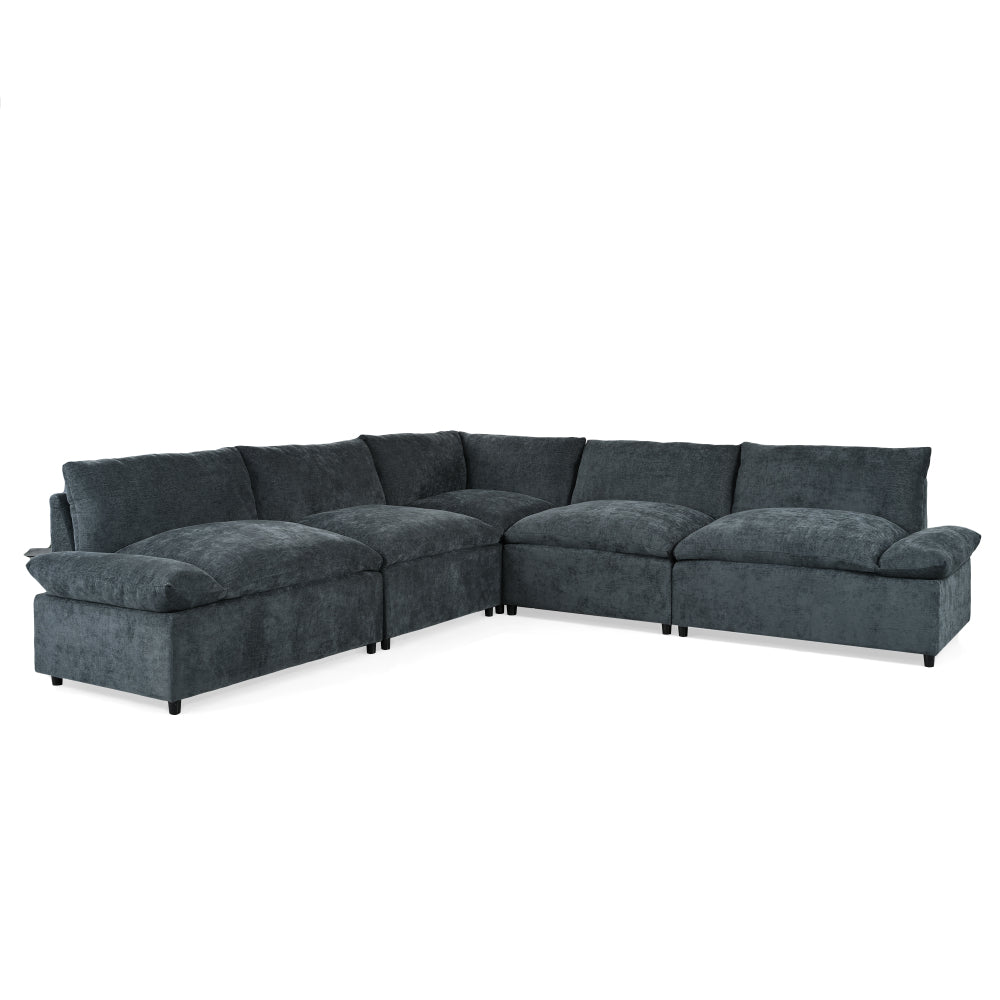 115.5" Modular Deep Gray Sectional Sofa with Durable Polyester Upholstery, Plush Cushions, Hidden Storage Compartments, and Versatile Design for Living Room, Lounge, or Office"