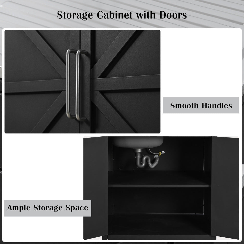 Outdoor Movable Kitchen Sink Outdoor Grill Cart Outdoor Storage Cabinet Outdoor Kitchen Island Patio Modular Kitchen Sink Station with Cabinet for Garden, Patio, Backyard, Matte Black