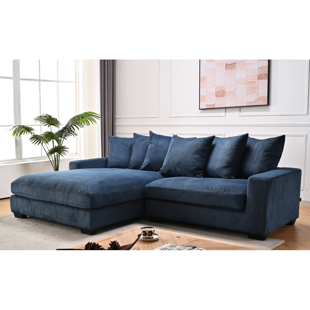 Luxe Oversized Two-Piece Right Facing Sectional Couches for Living Room, 102.4-Inch L Shaped Sofa with Chaise, Upholstered with Corduroy Fabric, Dark Grey