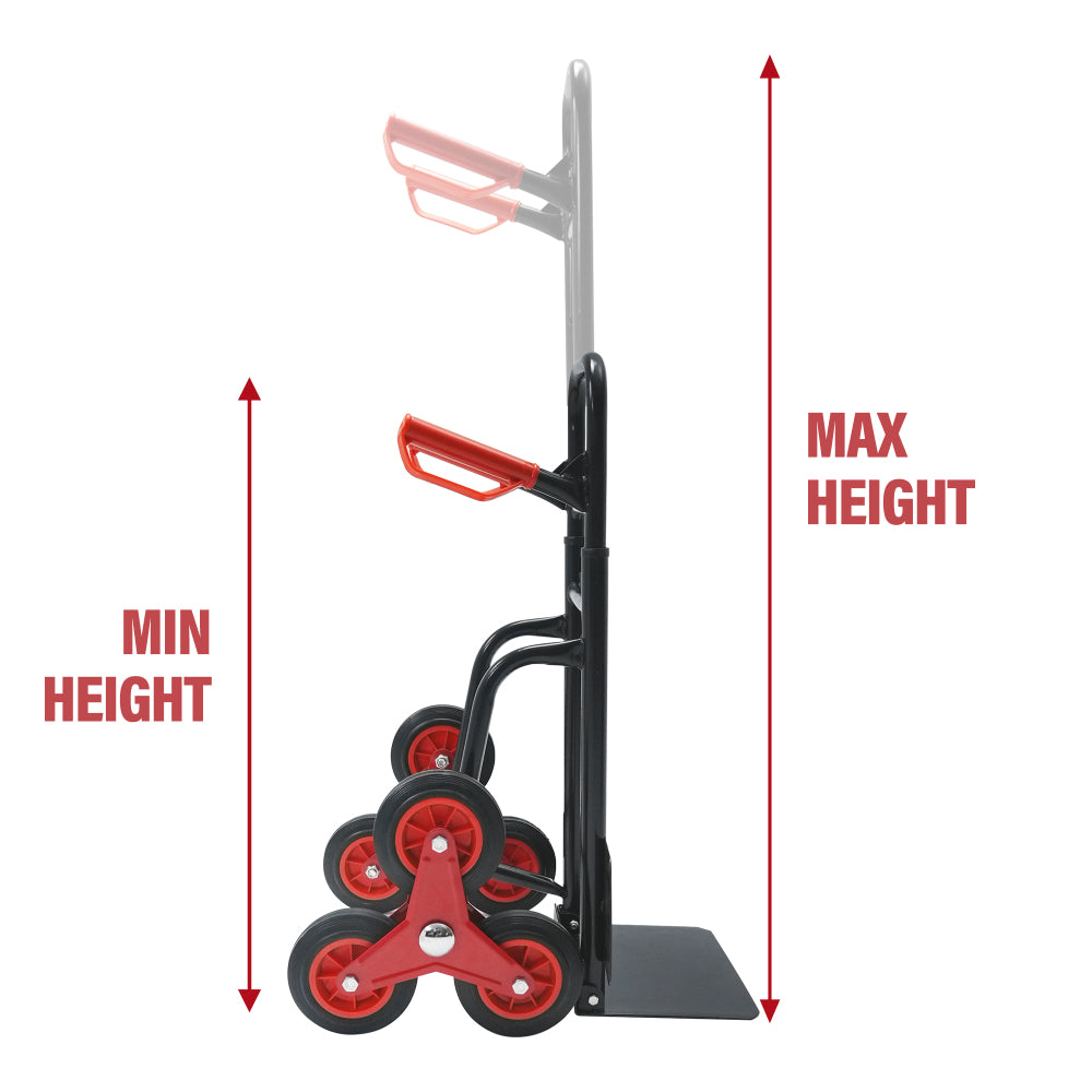 Folding Stair Climbing Dolly, 330 Lb Capacity Manual Truck Heavy-Duty Stair Climbing Hand Truck Trolley with Telescoping Handle and 6 Wheels