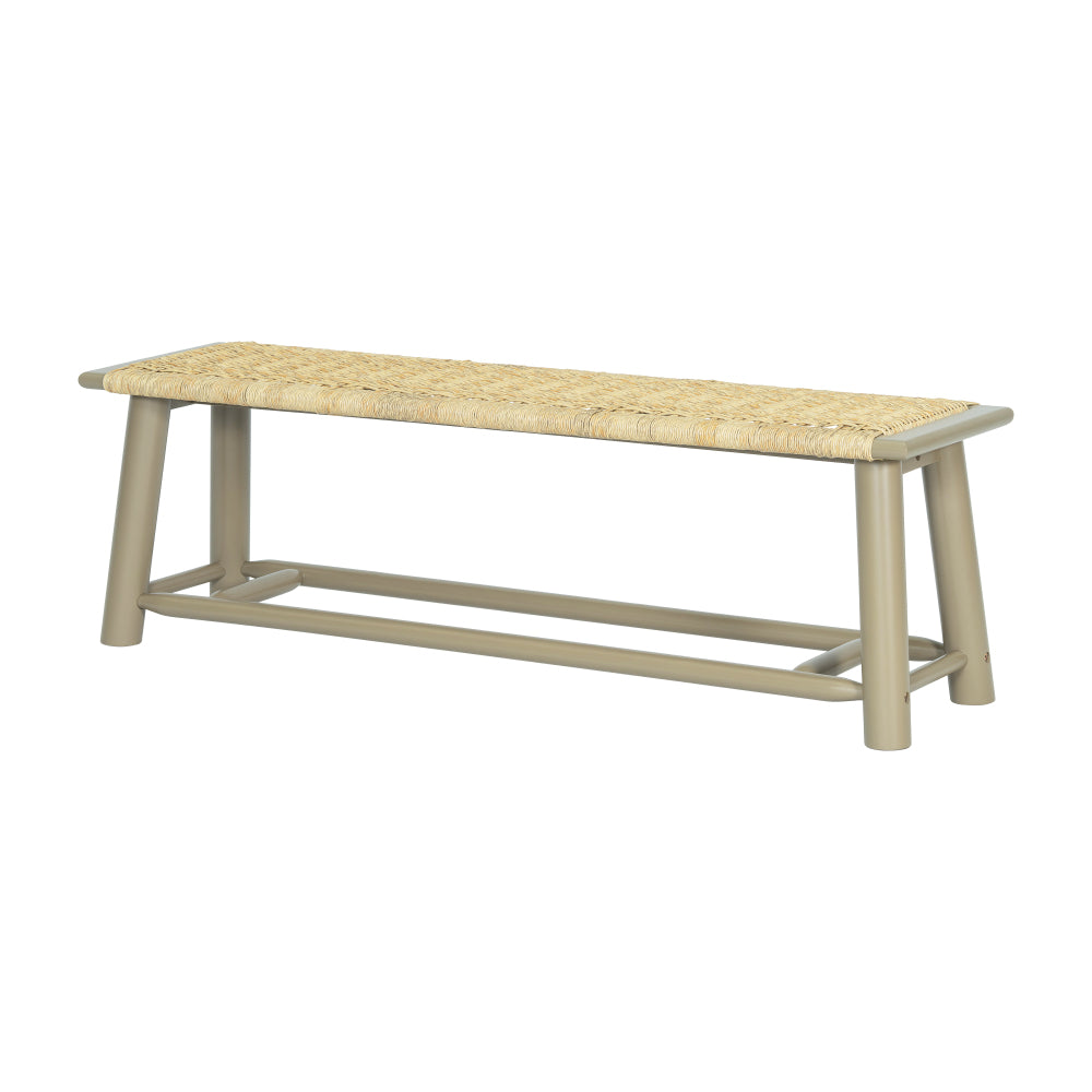 Farmhouse Modern Solid Wood Rattan Bench - 59 Inch Indoor & Covered Outdoor Bench Champagne Finish Multi-Functional Design