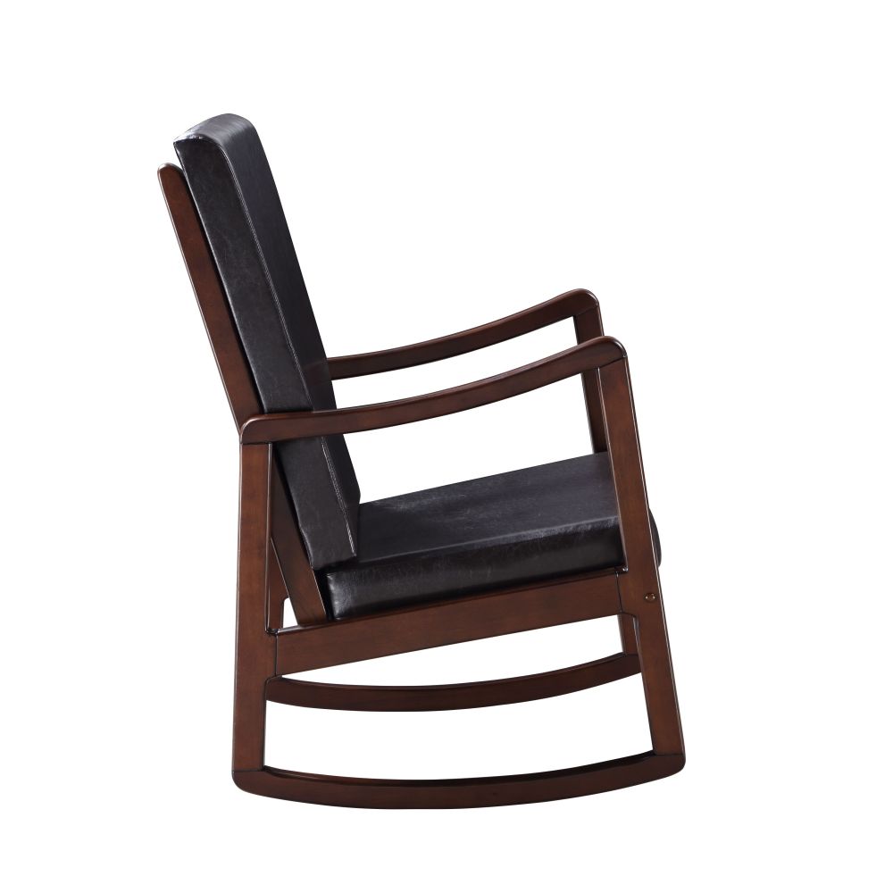 Raina Dark brown Synthenic Leather & Espresso Finish Rocking Chair