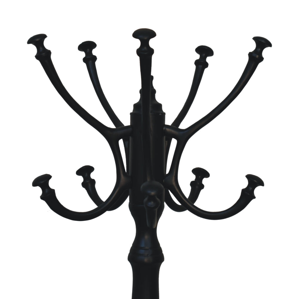 Solid Wood Black Coat Stand