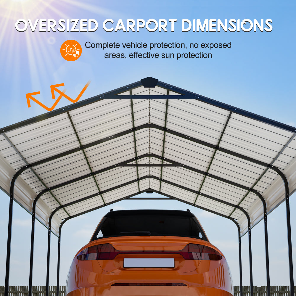12X20 FT Metal Carport, Outdoor Car Shelter All Weather, Heavy Duty Outdoor Galvanized Car Shelter for Car Boat Truck and SUVs Black