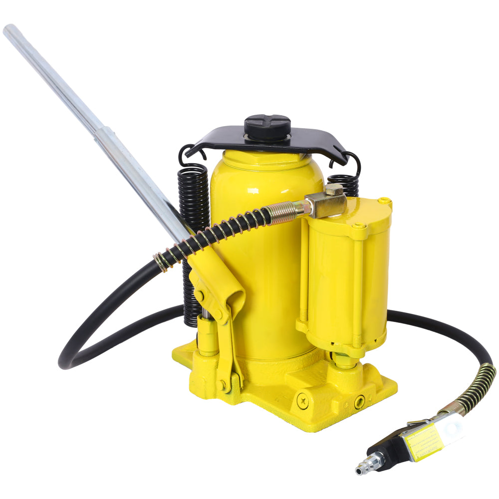 Air Hydraulic Bottle Jack, 20 Ton/44029 LBS All Welded Bottle Jack, 10.2-19.7 inch Lifting Range, Manual Handle and Air Pump, for Car, Pickup, Truck, RV, Auto Repair, Industrial Engineering ,Yellow