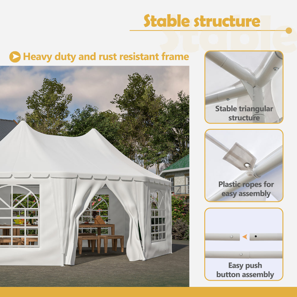 20x15 ft Party Tent, Heavy Duty Event Tent with 1 Doors and 7 Windows,White Wedding Tent, Waterproof,UV Protection Outdoor Gazebo Pavilion Shelter Tent for Party, Event,Picnic,White