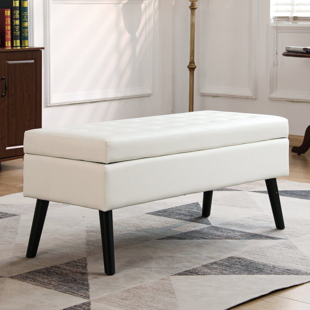 Storage Bench with Storage Bench for Bedroom End of Bed Bench Foot of Bed Bench Entryway Bench Storage Ottoman Bench 43.7" W x 18.1" D Black Linen Bench