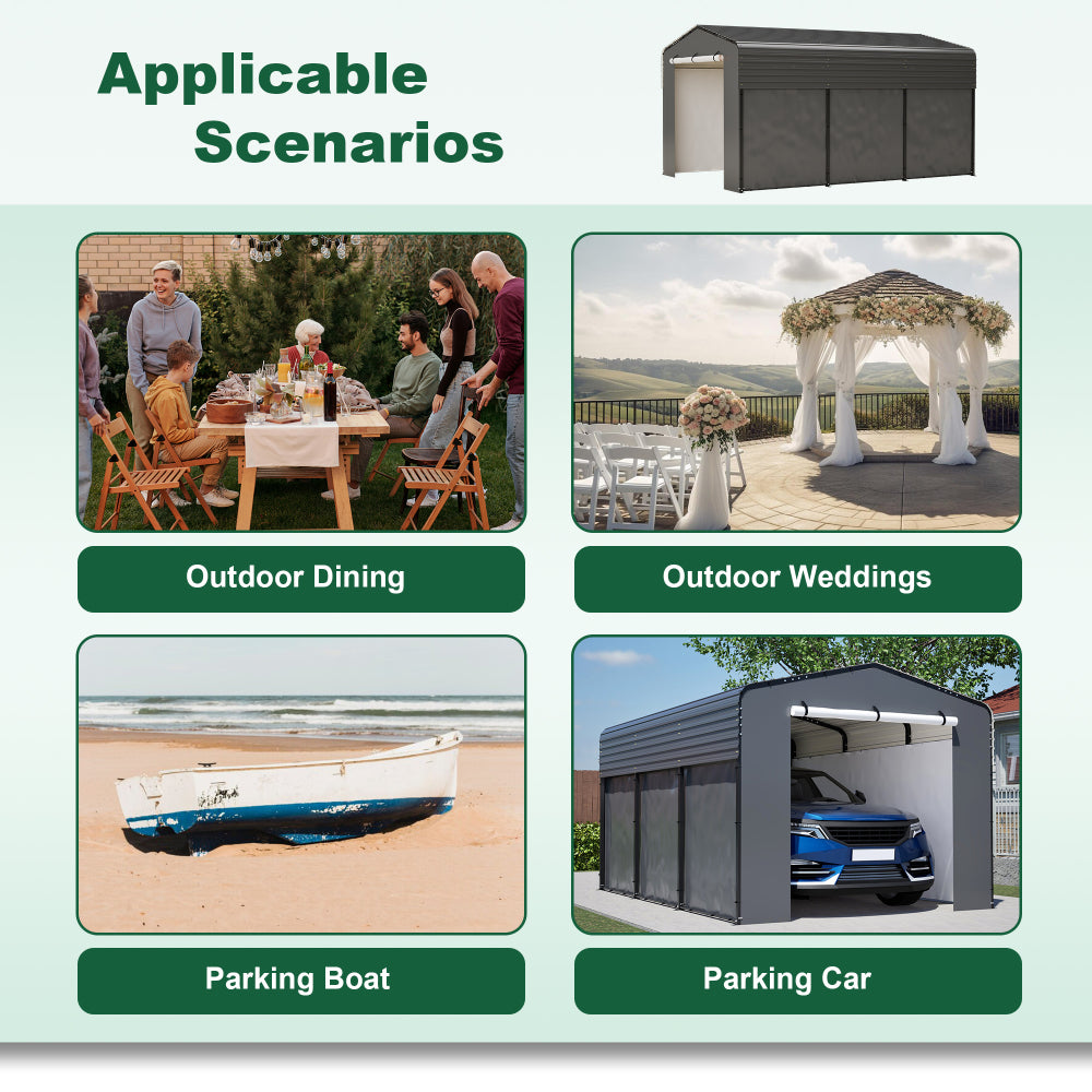 10x15 FT Metal Carport Carports with Waterproof Cloth, Heavy Duty Galvanized Steel Roof, Outdoor Car Shelter for Car, Boats and Truck