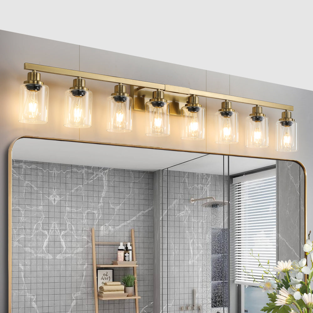 24" Modern 4-Light Bathroom Vanity Light Fixture - Brushed Nickel Finish with Clear Glass Shades, Perfect for Bathroom, Vanity, and Dressing Area Lighting (No Bulbs)